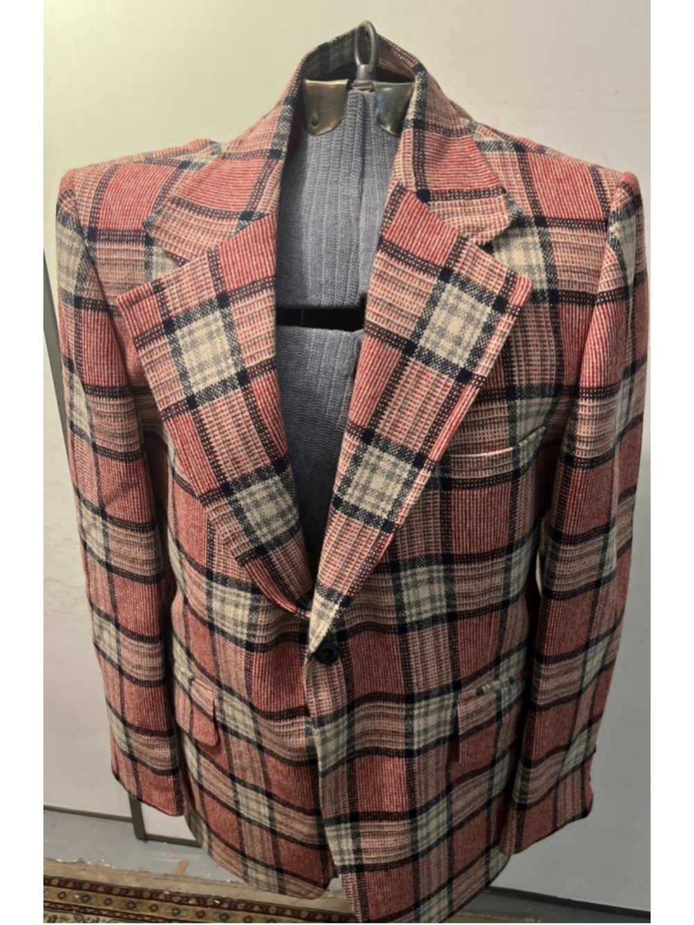 Vintage 70s Johnny Carson Plaid Blazer Mens Wide Lapel Sport Jacket
